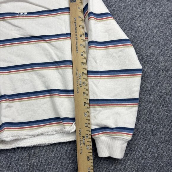 Billabong Hoodie Womens Large White Stripe Terry Pullover Lightweight Beach - Picture 4 of 7